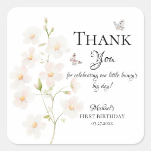 Watercolor Floral Bunny Party Favour Labels
