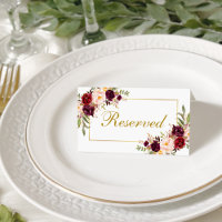 Watercolor Floral Burgundy Gold Wedding Reserved