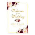 Watercolor Floral Burgundy Gold Wedding Welcome