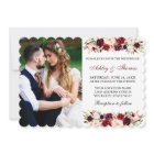 Watercolor Floral Burgundy Photo Wedding