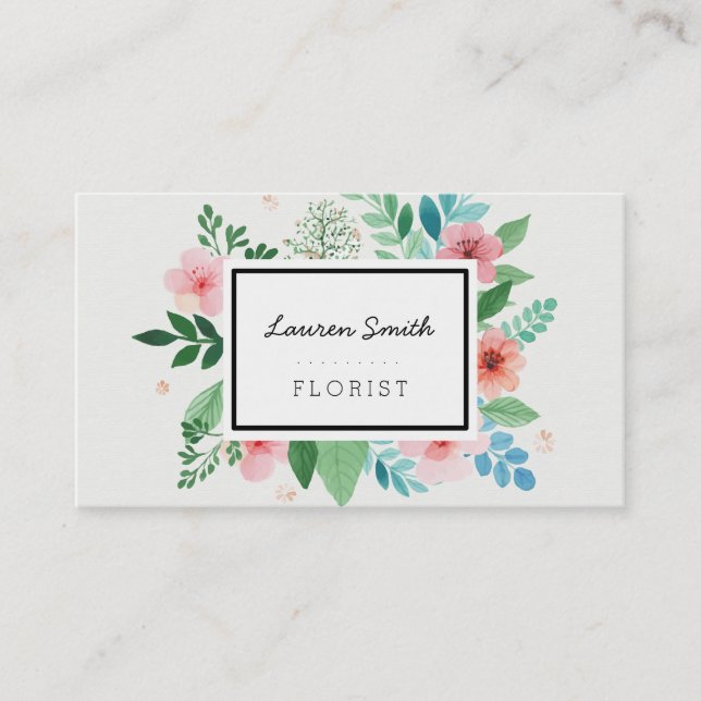 Watercolor Floral Business Card (Front)