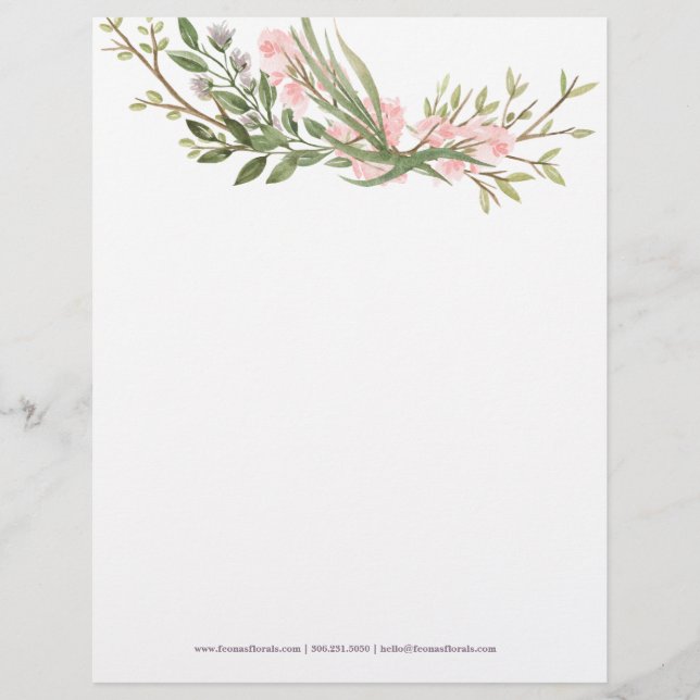 Watercolor Floral Business Letterhead (Front)