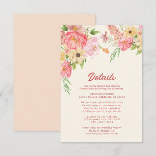 Watercolor floral butter yellow Wedding details Enclosure Card