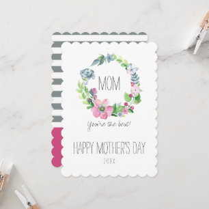 Watercolor Floral & Butterfly   Mother's Day Card