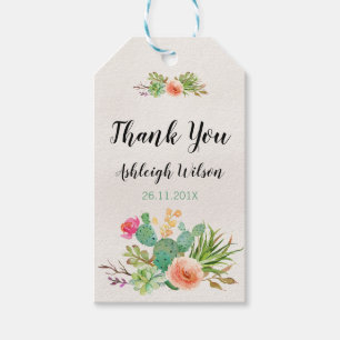 Watercolor Floral Cactus Baby Shower Tag