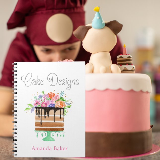 Watercolor Floral Cake Designs Notebook (Creator Uploaded)