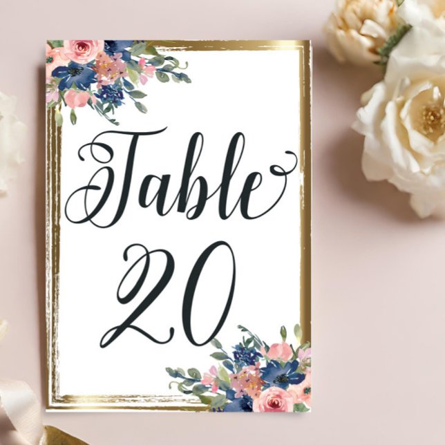 Watercolor Floral Calligraphy Table Number Card 20 (Creator Uploaded)