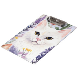 Watercolor Floral Cats Digital Papers Clipboard