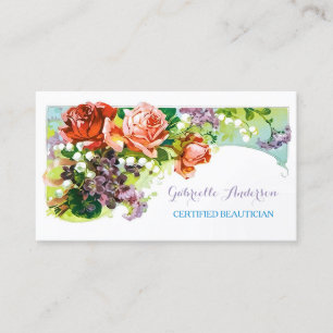 Watercolor Floral Certified Beautician Business Card