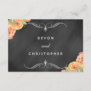 Watercolor Floral Chalkboard Wedding RSVP Cards