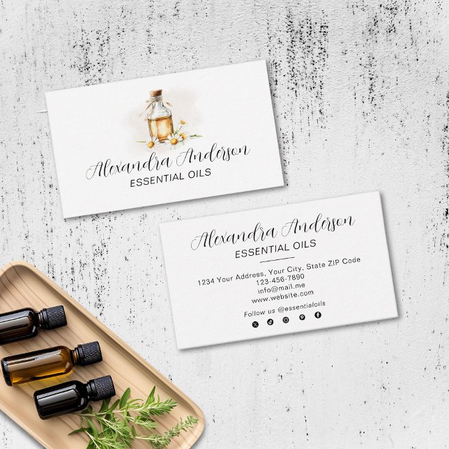 Watercolor Floral Chamomile Essential Oils Business Card (Watercolor Floral Chamomile Essential Oils Business Card)