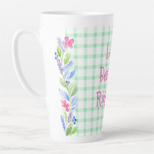 Watercolor Floral Check LIFE is Better Your Town Latte Mug