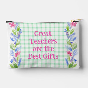 Watercolor Floral Check Teachers are the Best Gift Accessory Pouch