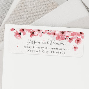 Watercolor Floral Cherry Blossom Return Address