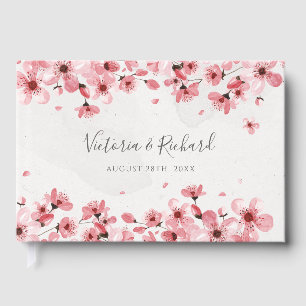 Watercolor Floral Cherry Blossom Wedding Guest Book