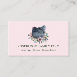 Watercolor Floral Chicken Hen Farm Eggs Pink Lilac Business Card