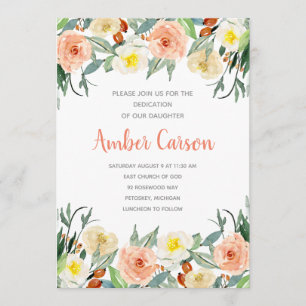 Watercolor Floral Child Dedication Invitation
