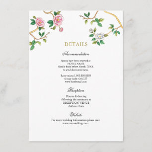Watercolor Floral Chinoiserie wedding details Enclosure Card