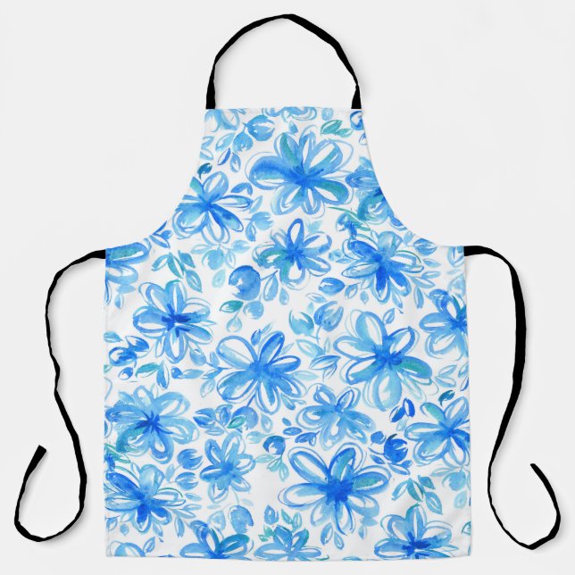 Watercolor Floral Chintz Cute Pattern Apron (Front)