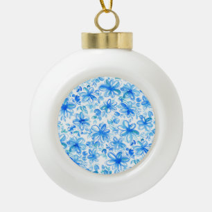 Watercolor Floral Chintz Cute Pattern Ceramic Ball Christmas Ornament