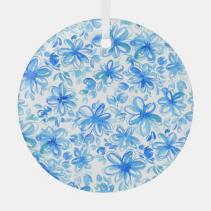 Watercolor Floral Chintz Cute Pattern Glass Tree Decoration