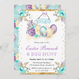 Watercolor Floral Chocolate Eggs Easter Brunch Invitation
