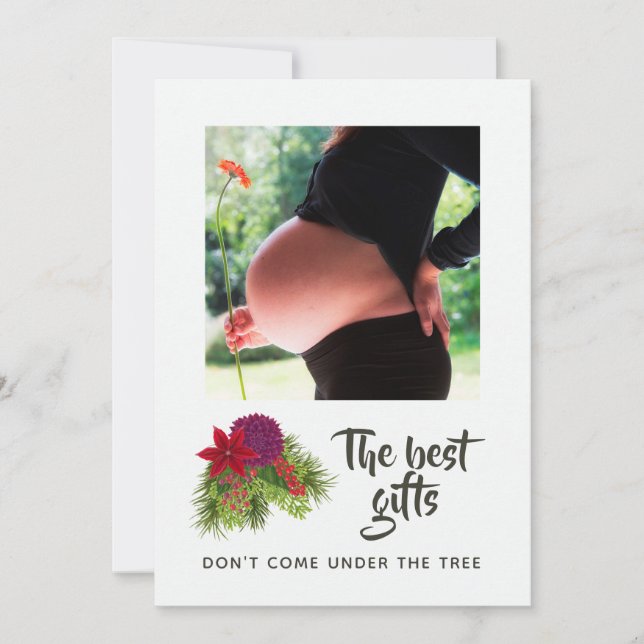 Watercolor Floral Christmas Baby Expecting Announcement (Front)