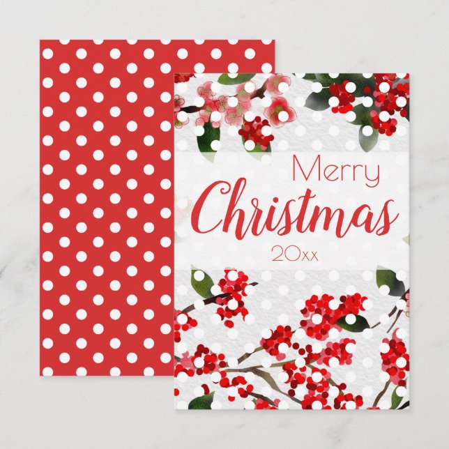 watercolor floral Christmas Card (Front/Back)