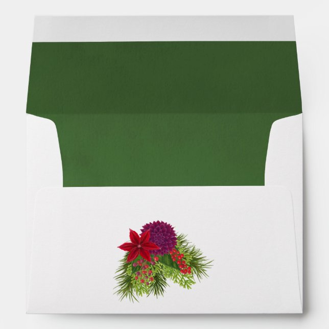 Watercolor Floral Christmas Envelope (Back (Bottom))