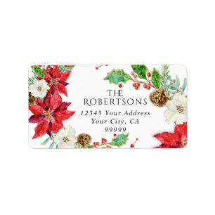 Watercolor Floral Christmas Floral n Foliage Label