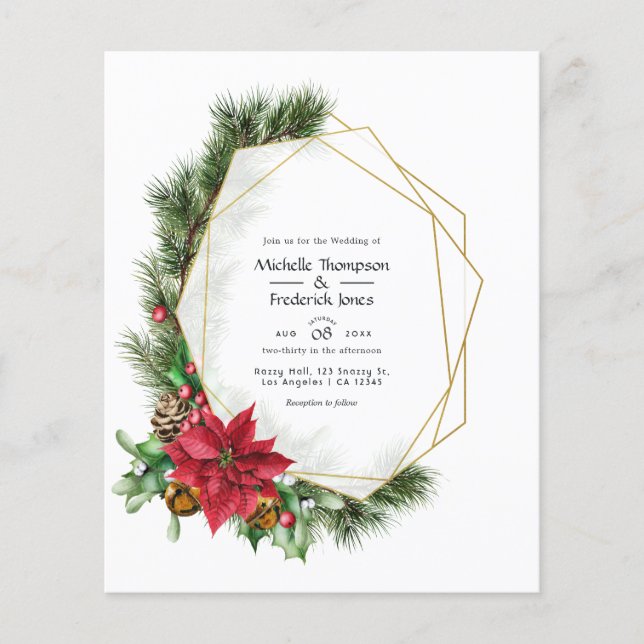 Watercolor Floral Christmas Geometric Wedding Flyer (Front)