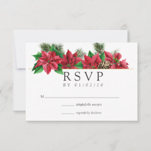 Watercolor Floral Christmas Geometric Wedding RSVP Card