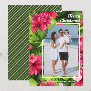 Watercolor Floral Christmas Photo Holiday Card