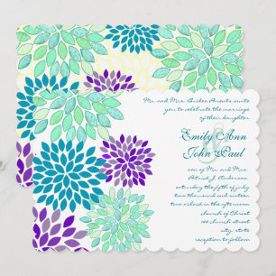 Watercolor Floral Chrysanthemum Wedding Invites