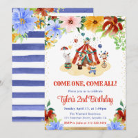 Watercolor Floral Circus Animals Birthday Party