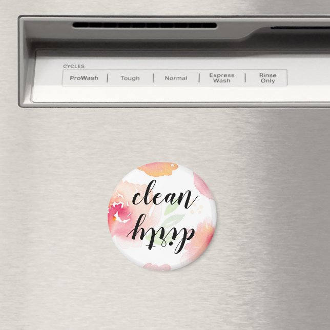 Watercolor Floral Clean Dirty Dishwasher Magnet (In Situ (Dishwasher))