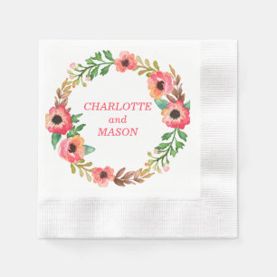 WATERCOLOR FLORAL cocktail napkin