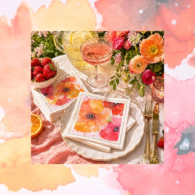 Watercolor Floral Cocktail Napkins Party (Colorful Hand Painted Florals celebrate everyday ! Birthdays, Anniversaries, Garden Parties, Events.)