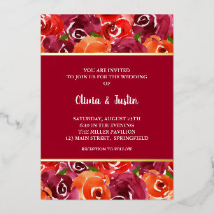 Watercolor Floral Collage Wedding Invitations