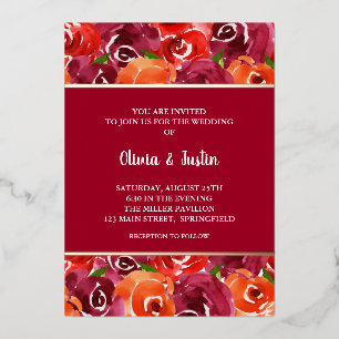 Watercolor Floral Collage Wedding Invitations