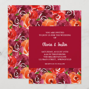 Watercolor Floral Collage Wedding Invitations