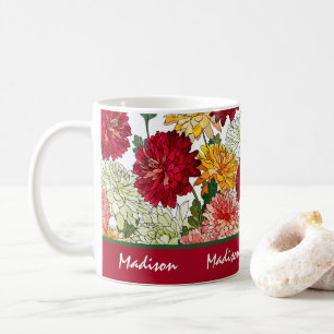 Watercolor Floral Colourful Modern Botanical Name Coffee Mug