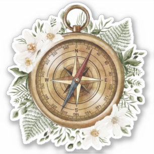 Watercolor Floral Compass