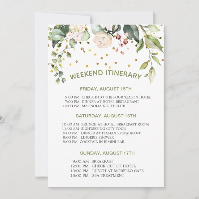 Watercolor floral, confetti Bachelorette Weekend Invitation (Front)