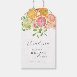 Watercolor Floral Coral Green Bridal Shower Gift Tags