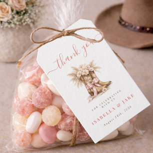 Watercolor Floral Cowboy Boots Baby Girl Thank You Gift Tags