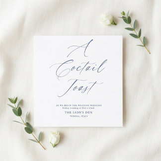 Watercolor Floral Crest Cocktail Toast Enclosure Card