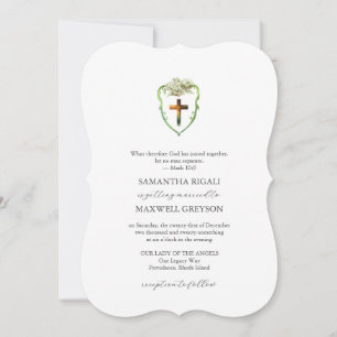Watercolor Floral Crest Wedding Invites Christian