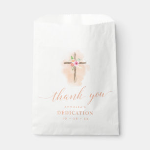 Watercolor Floral Cross Baby Dedication Favour Bags