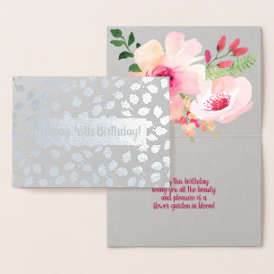 Watercolor Floral Custom Birthday/All-Occasion Foil Card